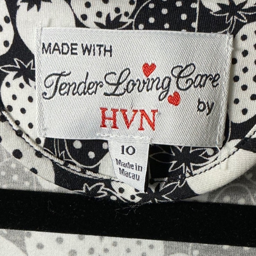 Tender Loving Care by HVN Black White Strawberry Print Midi Dress Size 10 - Picture 3 of 6